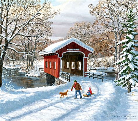 Persis Clayton Weirs / Covered Bridge / January 2019 | Covered bridges, Winter painting, Barn photos