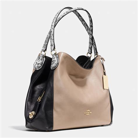 Coach Black Leather Edie Shoulder Bag | semashow.com