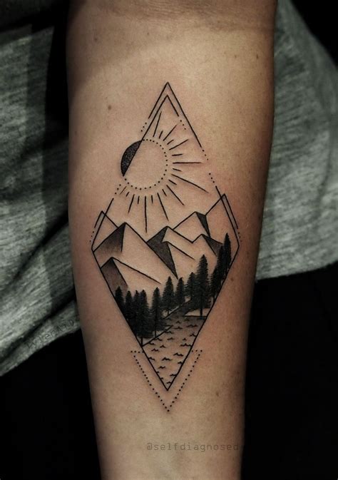 Geometric style mountain tattoo by TylerATD Whistler, Canada Instagram: @selfdiagnosed ...