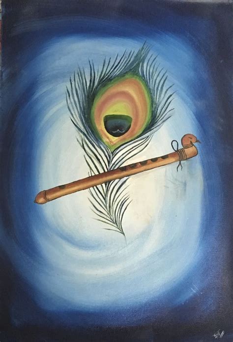 peacock feather with flute | Krishna painting, Mandala design art, Kerala mural painting