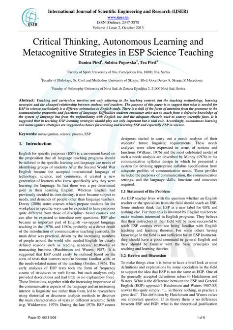 (PDF) Critical Thinking, Autonomous Learning and Metacognitive ...