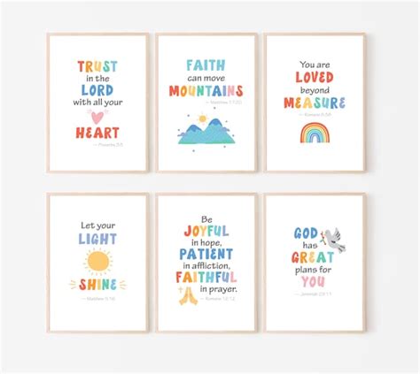 Kids Bible Verse Wall Art Scripture Posters Church Sunday - Etsy