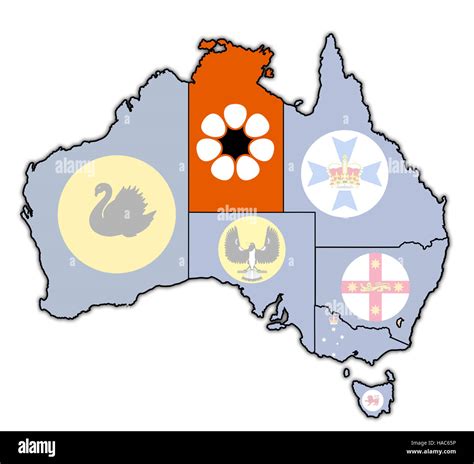 northern territory flag on map of australia with administrative divisions Stock Photo - Alamy