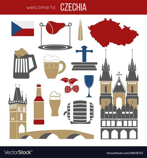 Czech republic culture symbol set Royalty Free Vector Image | Czech ...