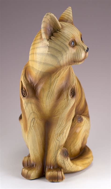 Cat Figurine Faux Carved Wood Look 8 | Wood carving, Wood carving designs, Wood carving patterns