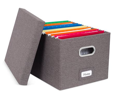 Internet's Best Collapsible File Box Storage Organizer with Lid - Decorative Linen Filing ...