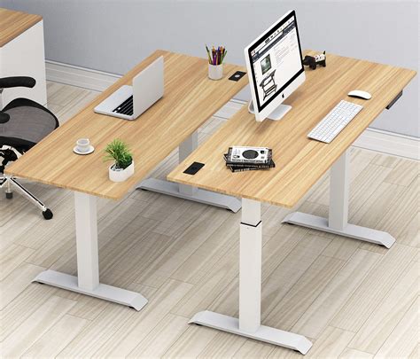 SHW Electric Height Adjustable Computer Desk, 48 x 24 Inches, Maple - Buy Online in UAE ...