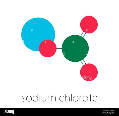 Sodium chlorate salt, chemical structure. Stylized skeletal formula ...