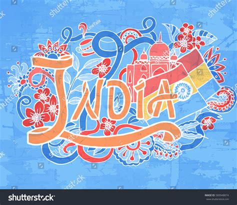 India Art Abstract Hand Lettering Doodles Stock Vector (Royalty Free ...