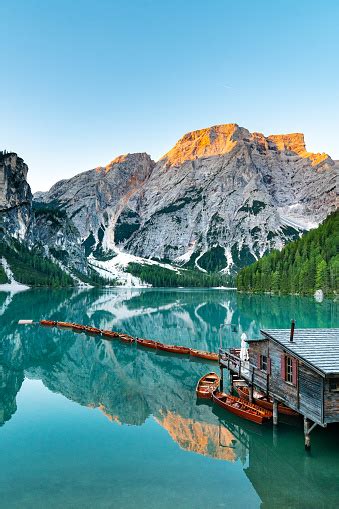 Sunrise On The Pragser Wildsee Stock Photo - Download Image Now - iStock