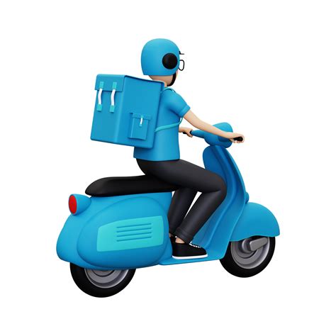3d Delivery person riding scooter 10872952 PNG