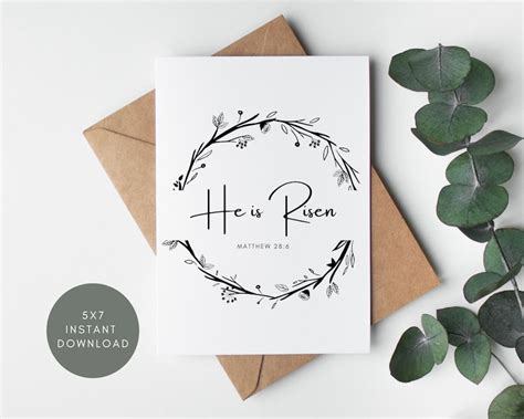 He is Risen Card, Easter Instant Download Card, Christian Easter Card ...