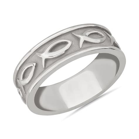 Ichthys Wedding Ring in 18k White Gold (7mm) | Blue Nile