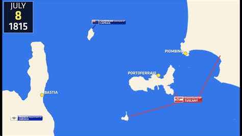 Map of the Tuscan Archipelago during Napoleon's first defeat, his rule on Elba, his restoration ...