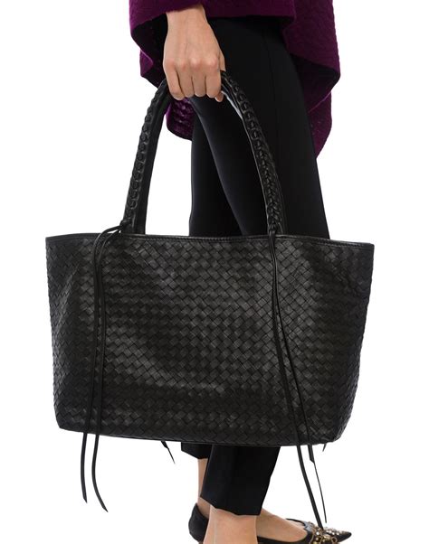 Woven Tote in Black Leather | Christopher Kon | Halsbrook | Womens ...