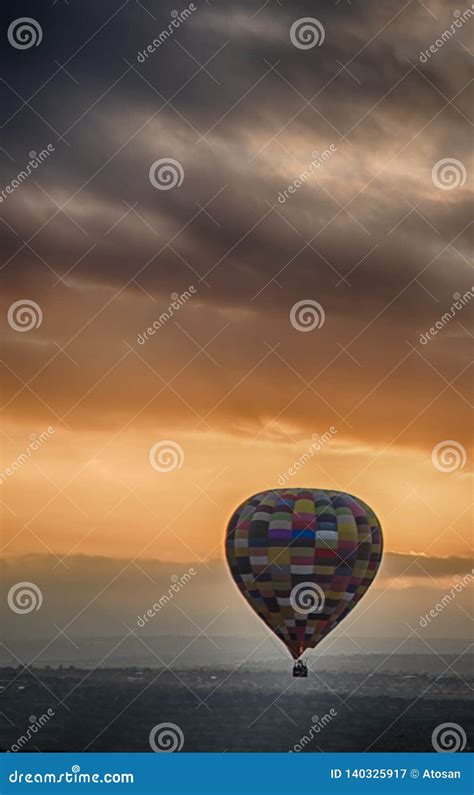 Hot Air Balloon Flying at Sunrise Stock Image - Image of beautiful ...