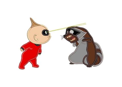 Jack Jack Vs Raccoon Incredibles Applique Embroidery Design - INSTANT DOWNLOAD | Disney drawings ...