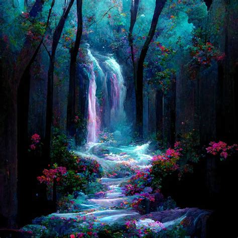 Waterfall enchanted forest by Vitaniwild on DeviantArt