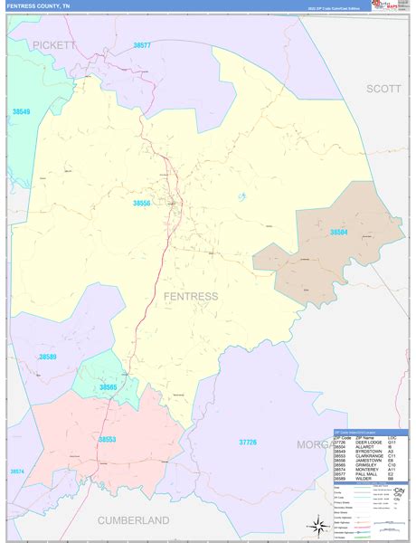 Fentress County, TN Wall Map Color Cast Style by MarketMAPS