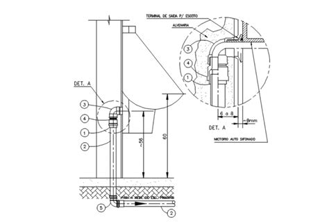 Drawing of urinal installation details autocad file - Cadbull