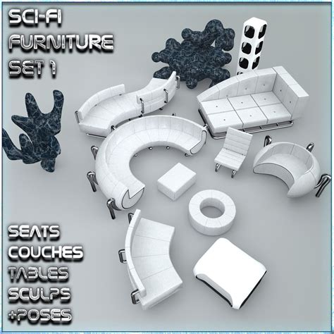 SciFi Furniture Set 01 3D Models 3-d-c