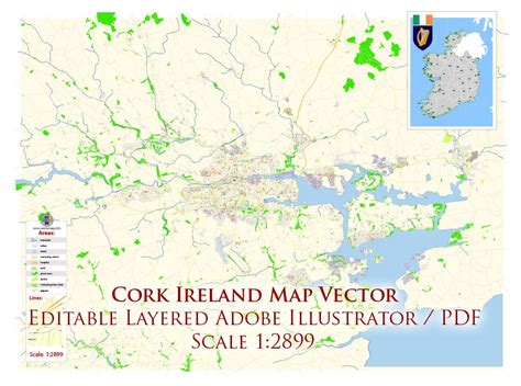 Cork Ireland SVG Map Vector Exact City Plan High Detailed Street Map editable SVG file in layers ...