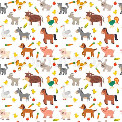 Seamless pattern with farm animals, ... | Stock vector | Colourbox