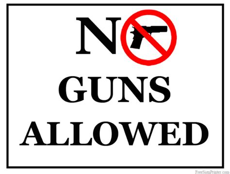 Printable No Guns Allowed Sign