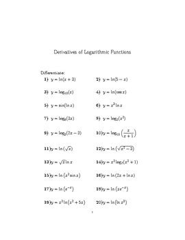 Derivatives of Logarithmic Functions by Mathamaniacs | TPT