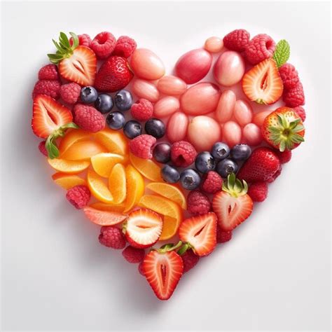 Premium AI Image | a heart shaped arrangement of fruits and berries