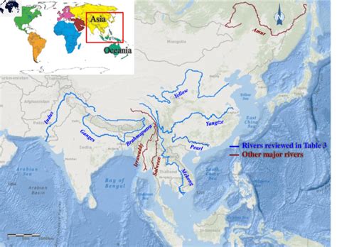 Printable Map of Asia with Rivers - Blank World Map