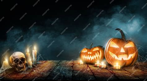 Premium Photo | Halloween wallpaper with evil pumpkins