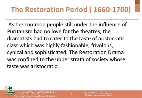 The Restoration Period 1660 1700 After the Restoration