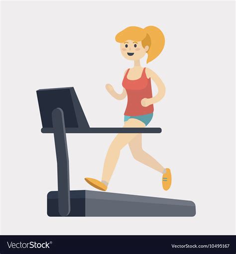 Girl run on treadmill cartoon Royalty Free Vector Image