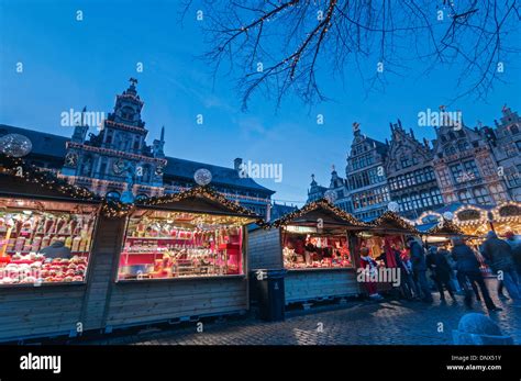 Christmas Market Grote Markt Antwerp Belgium Stock Photo - Alamy