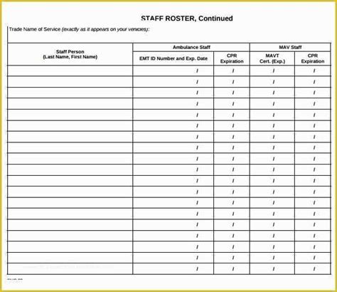 Free Roster Template Of 8 Staff Roster Templates | Heritagechristiancollege