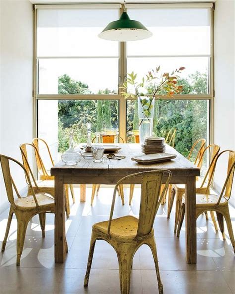 Colorful and Fresh Modern Home Design in Madrid - Old Dining Table ...