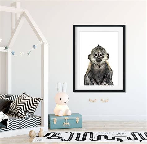 Monkey Print Nursery Animal Prints Printable Art | Etsy