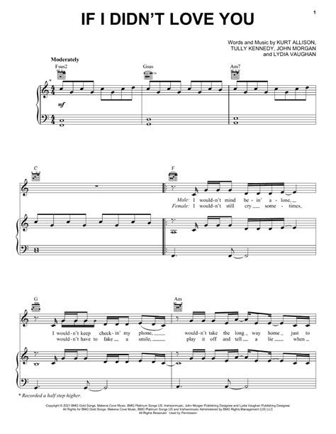 Jason Aldean & Carrie Underwood If I Didn't Love You Sheet Music Notes, Chords | Sheet music ...