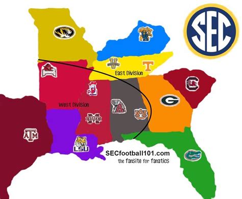 the sec football team is on top of the state map with their name and number