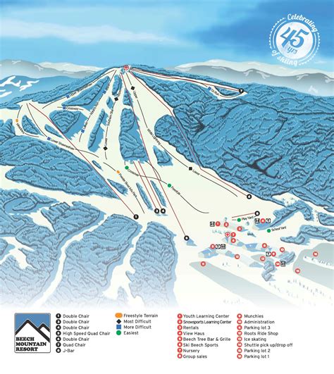 Beech Mountain Ski Trail Map and Mountain Stats