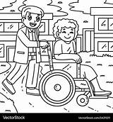 Arzt Und Patienten Färbung Seite Für Kinder Vektorbild sketch template
