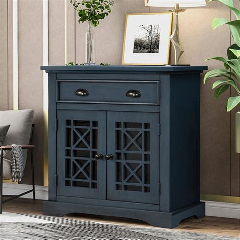 Rectangular Storage Cabinet, Console Sofa Table wih Cabinet and Big Drawer, Free Standing ...
