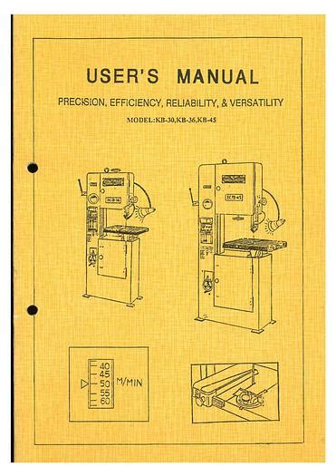 Used Manual for Used Machine Metal Blade Control Band Saw KB-30, KB...