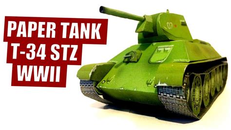 Tank T 34 paper model STZ, DIY paper tank model kit, panzer papercraft WWII from Paper Army ...