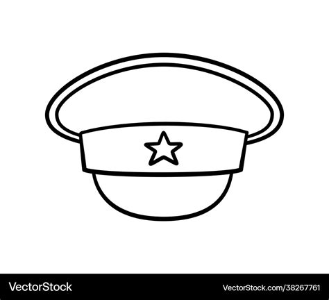 Military army cap icon children drawing Royalty Free Vector