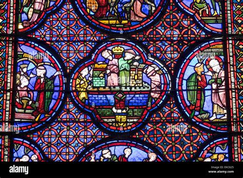 Stained glass window of Bourges Cathedral (Saint-Etienne de Bourges ...