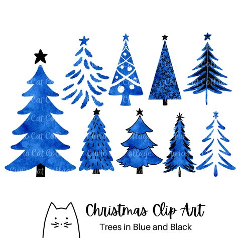 Blue Christmas Tree Clip Art Sublimation Back the Blue 300 DPI PNG With Transparent Background ...