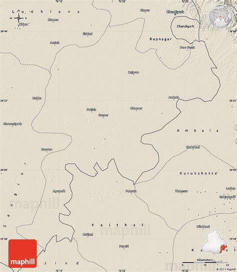 Shaded Relief Map of Patiala