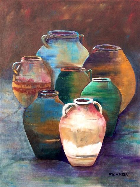 Pottery Jars Painting by Patti Ferron